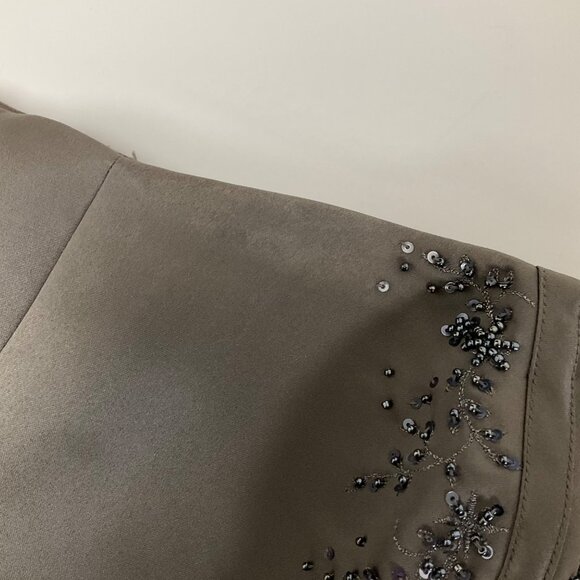 New Image Two-Piece Gray Corset Sweep Train Silk Womens Sz 10 Formal Dress Prom - Picture 14 of 16